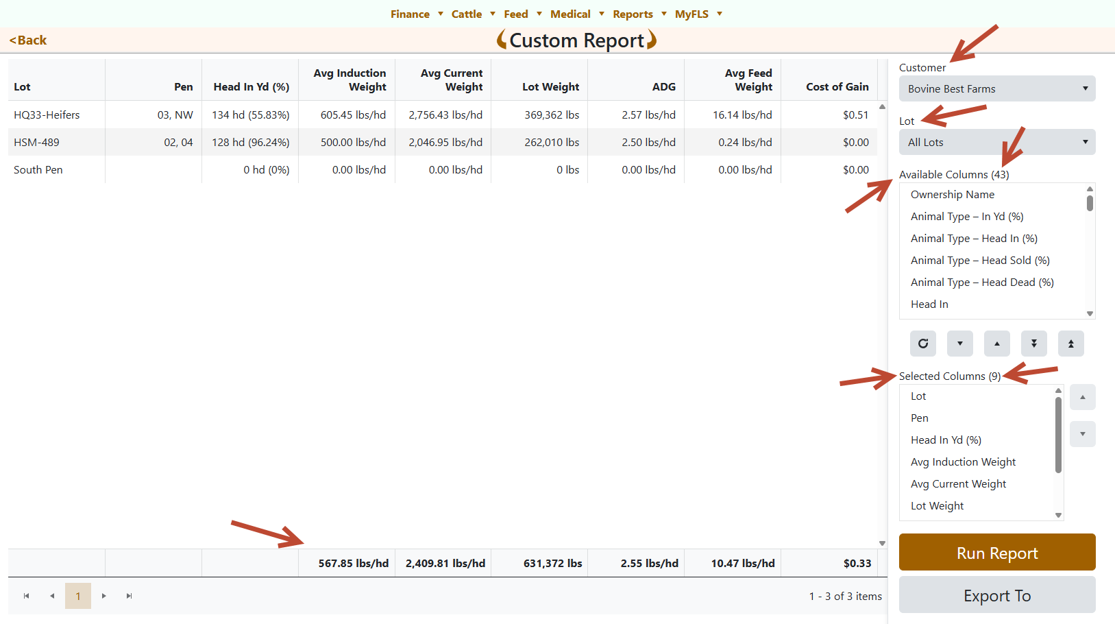 FLS Cloud Custom Report Screen